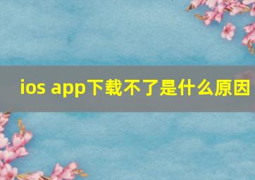 ios app下载不了是什么原因